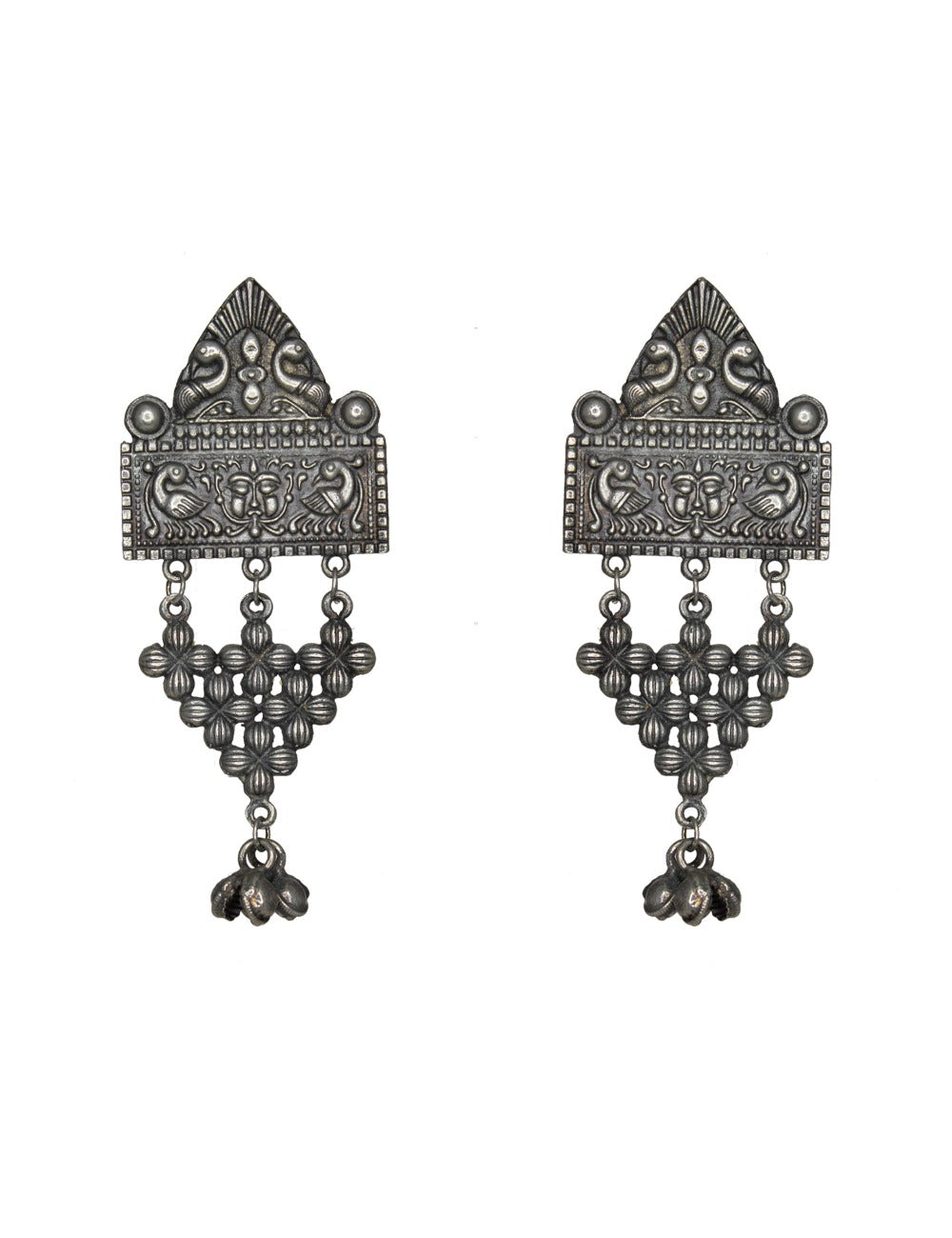Abhinn German Silver Temple Design Dangler Earrings For Women