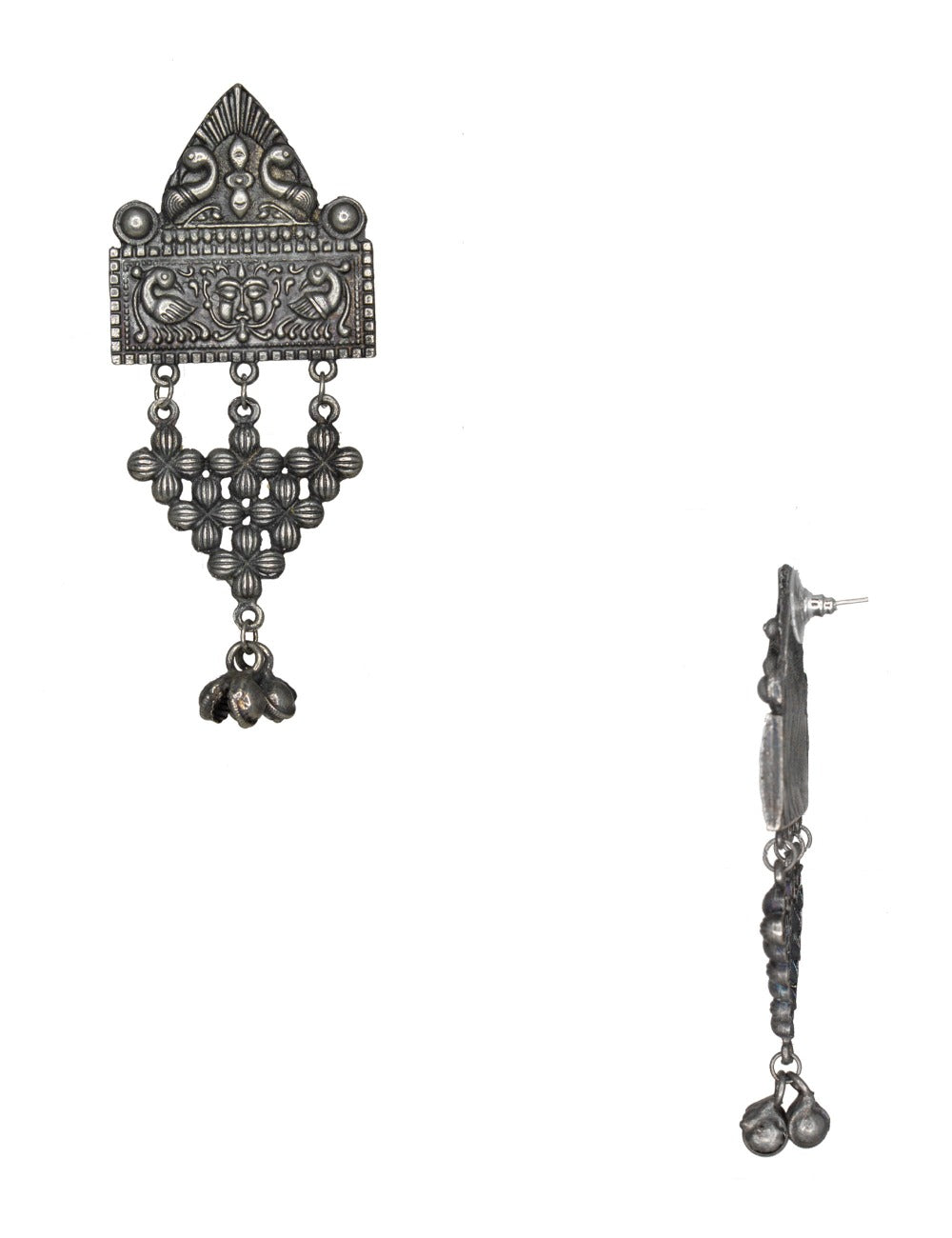 Abhinn German Silver Temple Design Dangler Earrings For Women
