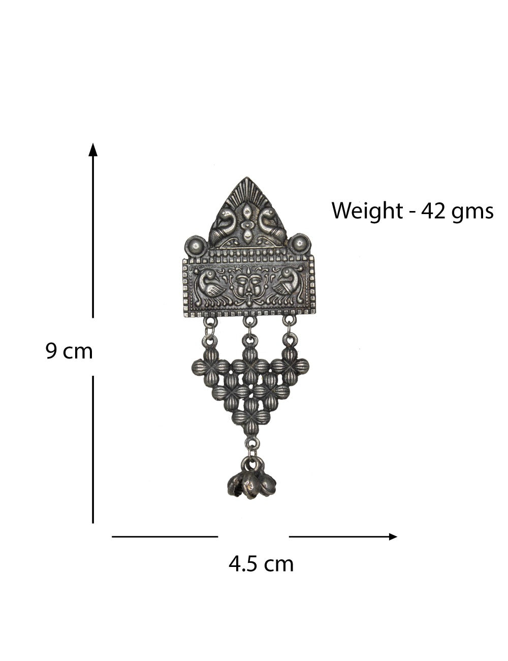 Abhinn German Silver Temple Design Dangler Earrings For Women