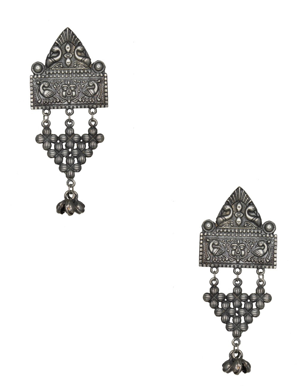 Abhinn  German Silver Temple Design Dangler Earrings For Women