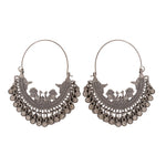 Load image into Gallery viewer, Abhinn Antique Finished Oxidised Floral And Peacock Design Hoop Earrings For Women

