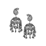 Load image into Gallery viewer, Abhinn Silver Oxidised Floral Design Jhumka With Studded Mirror Earrings For Girls
