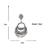 Load image into Gallery viewer, Abhinn Silver Oxidised Temple Design Dangler Earrings With Mirror For Women
