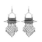 Load image into Gallery viewer, Abhinn Silver Oxidised Unique Floral Design Dangler Earrings For Women
