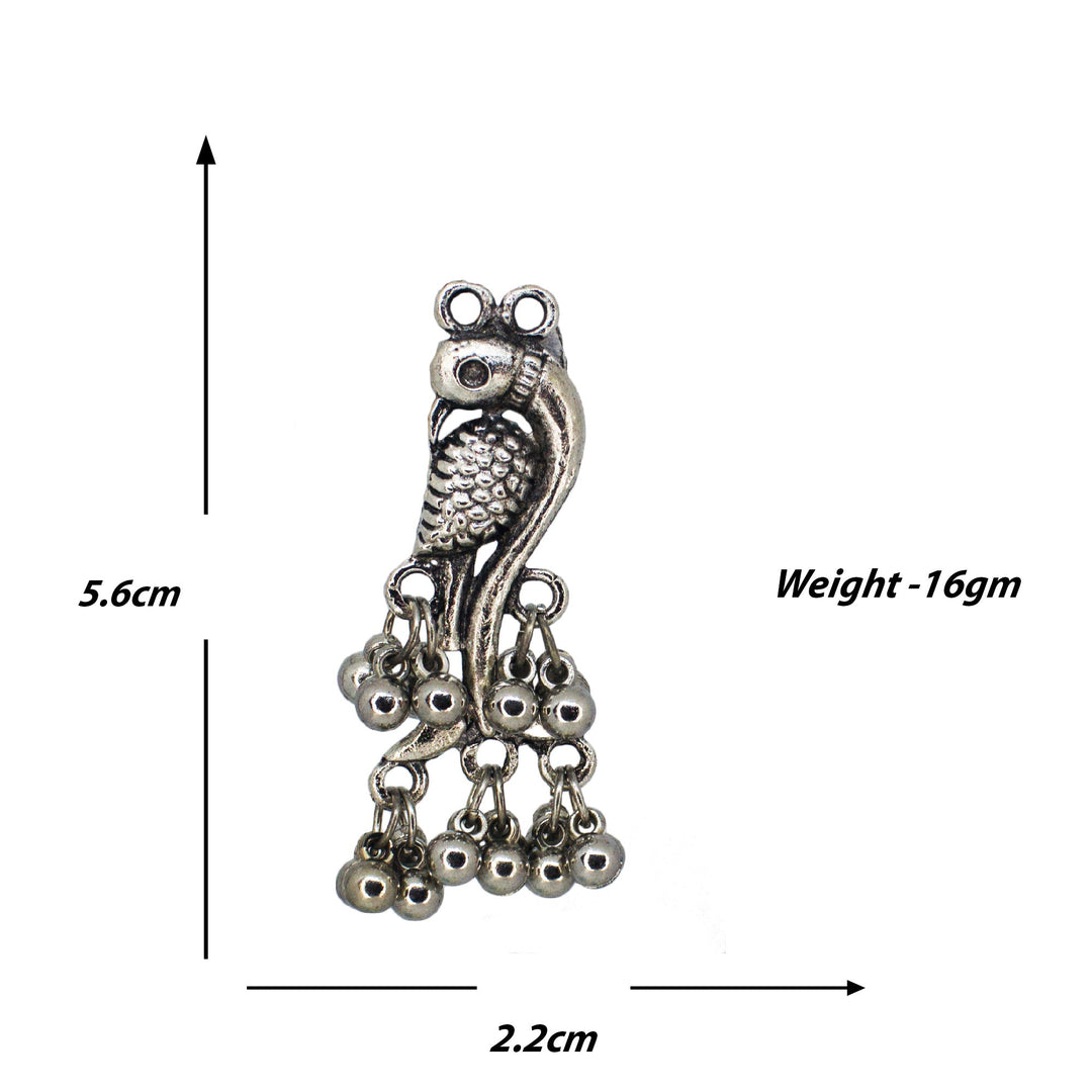 Abhinn Silver Oxidised Parrot Design Dangler Earring With Ghungroo For Women