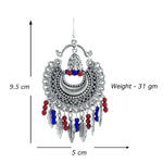 Load image into Gallery viewer, Abhinn Chandbali Silver Oxidised Multi Colour Hook Dangler Earring For Women
