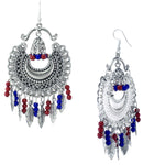 Load image into Gallery viewer, Abhinn Chandbali Silver Oxidised Multi Colour Hook Dangler Earring For Women
