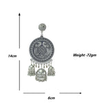 Load image into Gallery viewer, Abhinn Silver Oxidised Peacock Design Dangler With Jhumki Earrings For Women
