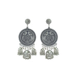 Load image into Gallery viewer, Abhinn Silver Oxidised Peacock Design Dangler With Jhumki Earrings For Women
