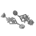 Load image into Gallery viewer, Abhinn Silver Oxidised Unique Floral Design Jhumka Earrings For Women
