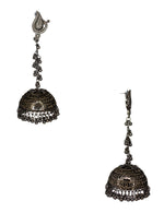 Load image into Gallery viewer, Abhinn Handmade Black Polished Peacock Studs with Dangler Jhumka Earrings For Women
