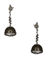 Load image into Gallery viewer, Abhinn Handmade Black Polished Peacock Studs with Dangler Jhumka Earrings For Women
