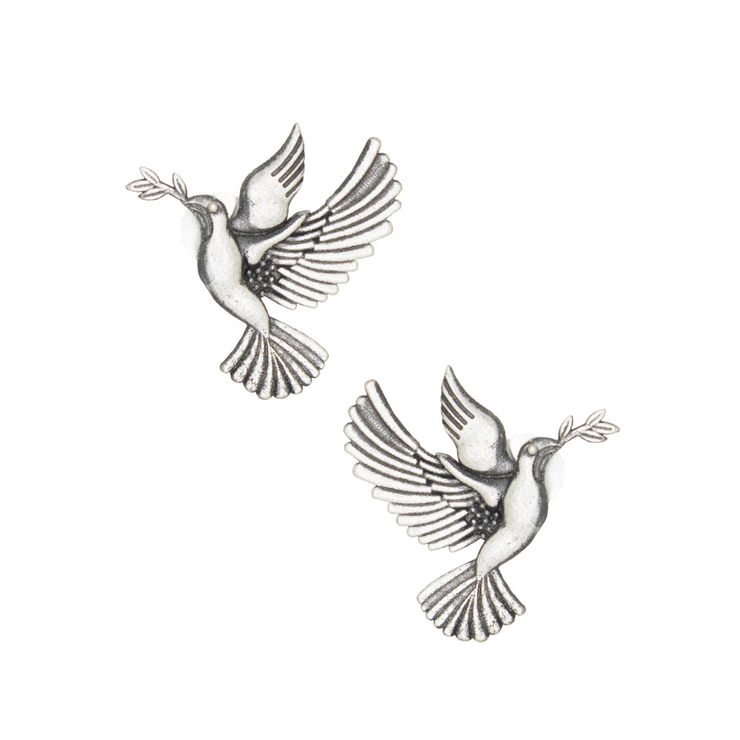 Abhinn Silver Replica Bird Design Studs Earrings