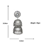Load image into Gallery viewer, Abhinn Silver Oxidised Triple Layered Jhumka With Ghungroo Earrings For Girls
