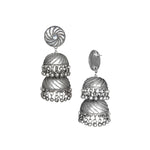 Load image into Gallery viewer, Abhinn Silver Oxidised Triple Layered Jhumka With Ghungroo Earrings For Girls
