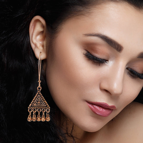 Abhinn Classy Copper Plated Geometrical Shape Hoops Earrings For Women