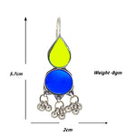 Load image into Gallery viewer, Abhinn Afghani Silver Plated Parrot Green-Blue Glass Dangler Earrings For Women
