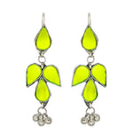 Load image into Gallery viewer, Abhinn Afghani Silver Plated Petal Shape Parrot Green Glass Dangler Earrings For Women
