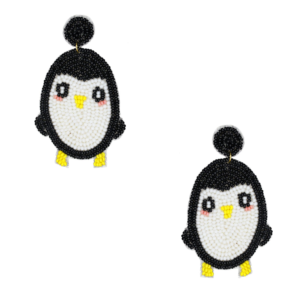 Hastkalakari Handmade Quirky Penguin Design Beaded Dangler Earrings For Women