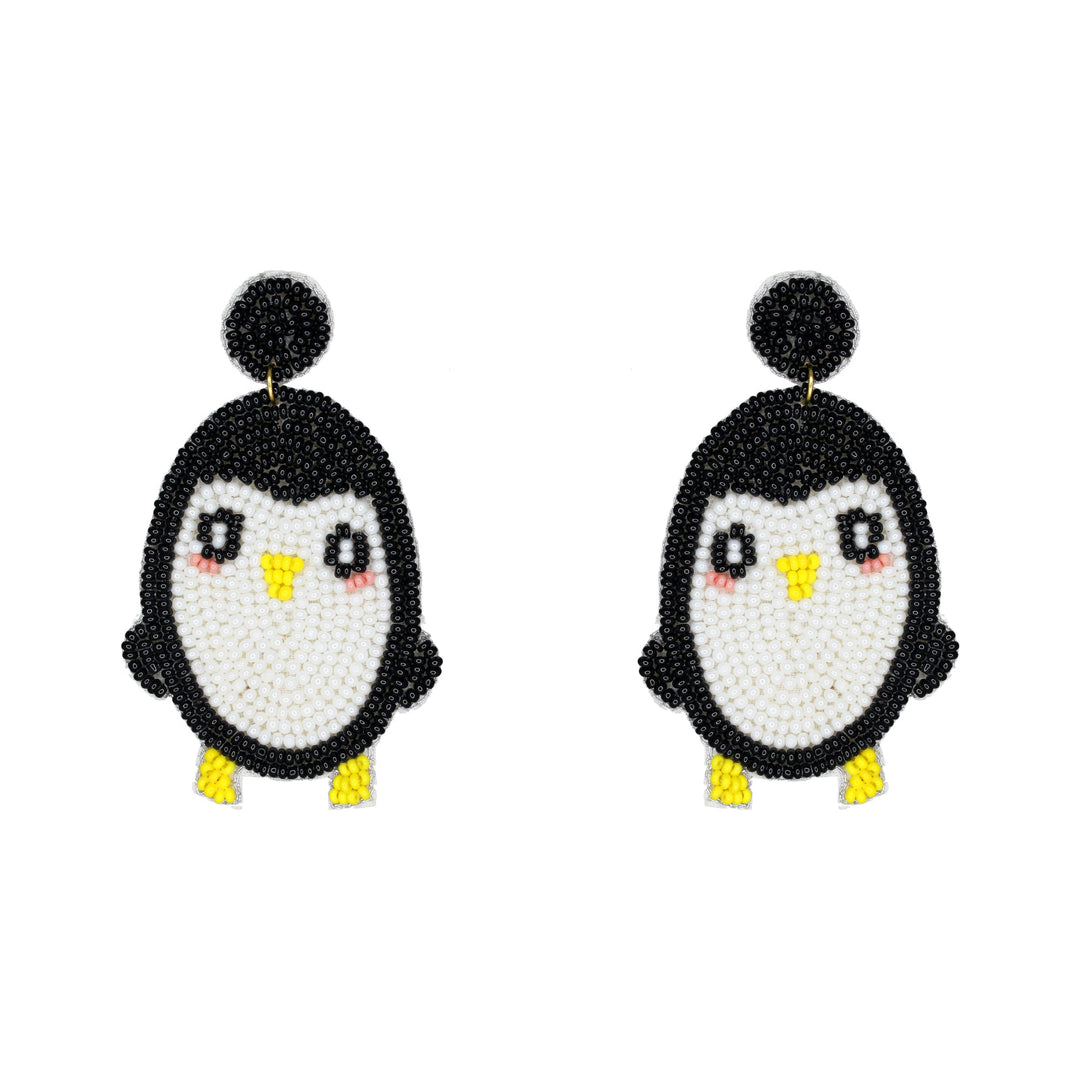 Hastkalakari Handmade Quirky Penguin Design Beaded Dangler Earrings For Women