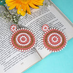 Load image into Gallery viewer, Hastkalakari Handcrafted Ethnic Pink Round Beaded Dangler Earrings For Women
