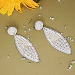 Load image into Gallery viewer, Hastkalakari Handmade Off-white Feather Design Dangler Earrings For Women
