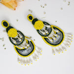 Load image into Gallery viewer, Hastkalakari Handcrafted Trendy Green-yellow Beaded Dangler Earrings For Women
