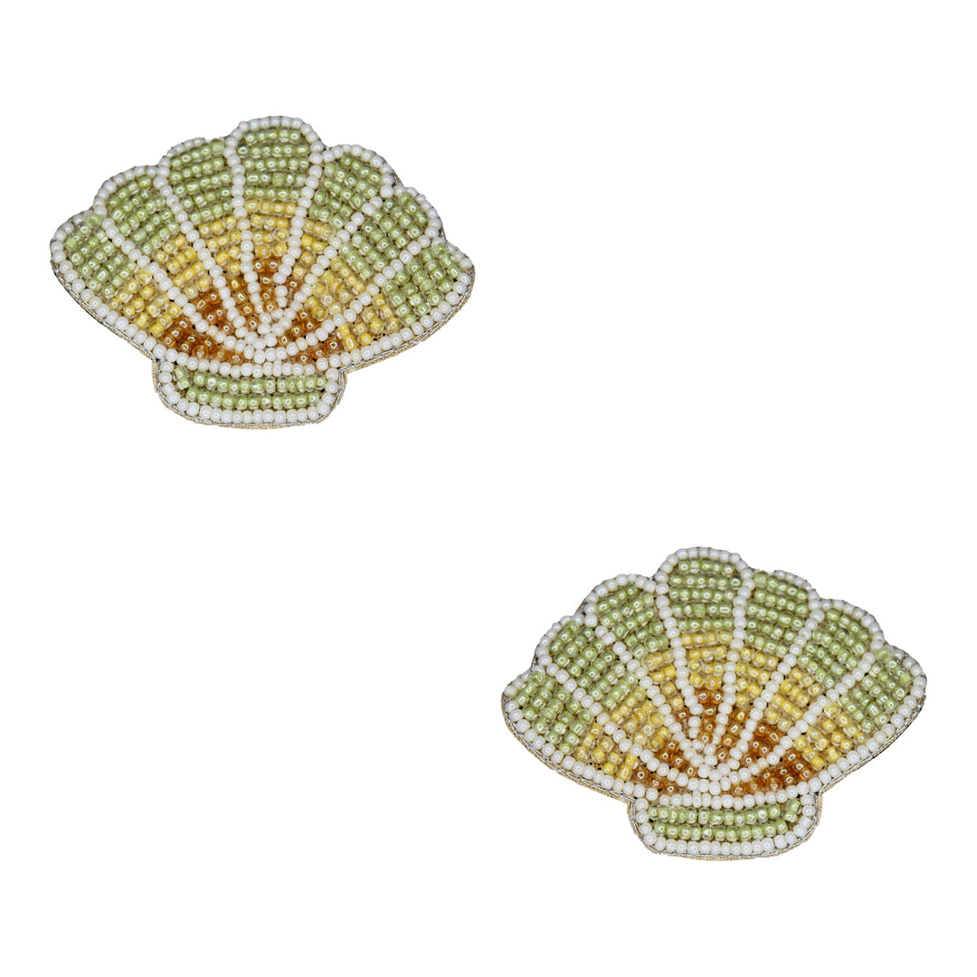 Hastkalakari Handmade Quirky Sea-Shell Beaded Stud Earrings For Women
