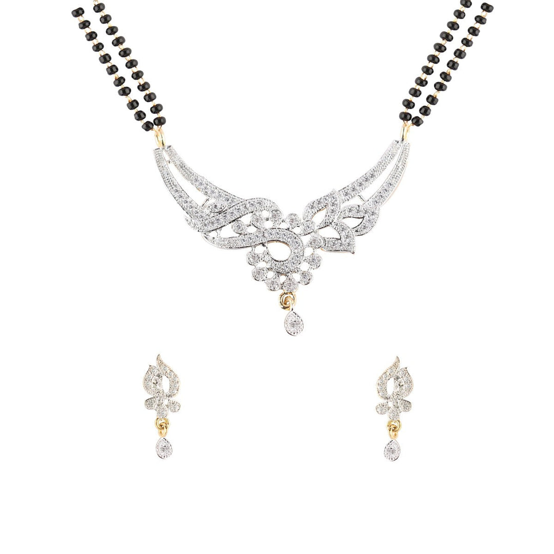 Abhinn Latest Floral Design AD Mangalsutra With Earrings For Women