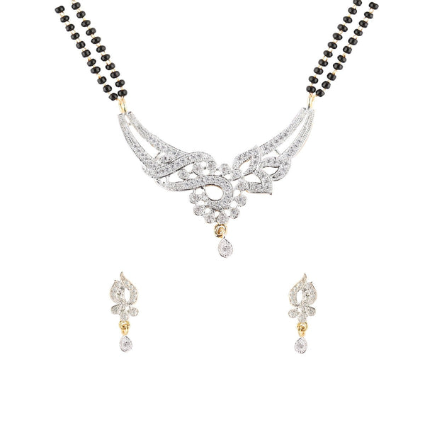 Abhinn Latest Floral Design AD Mangalsutra With Earrings For Women