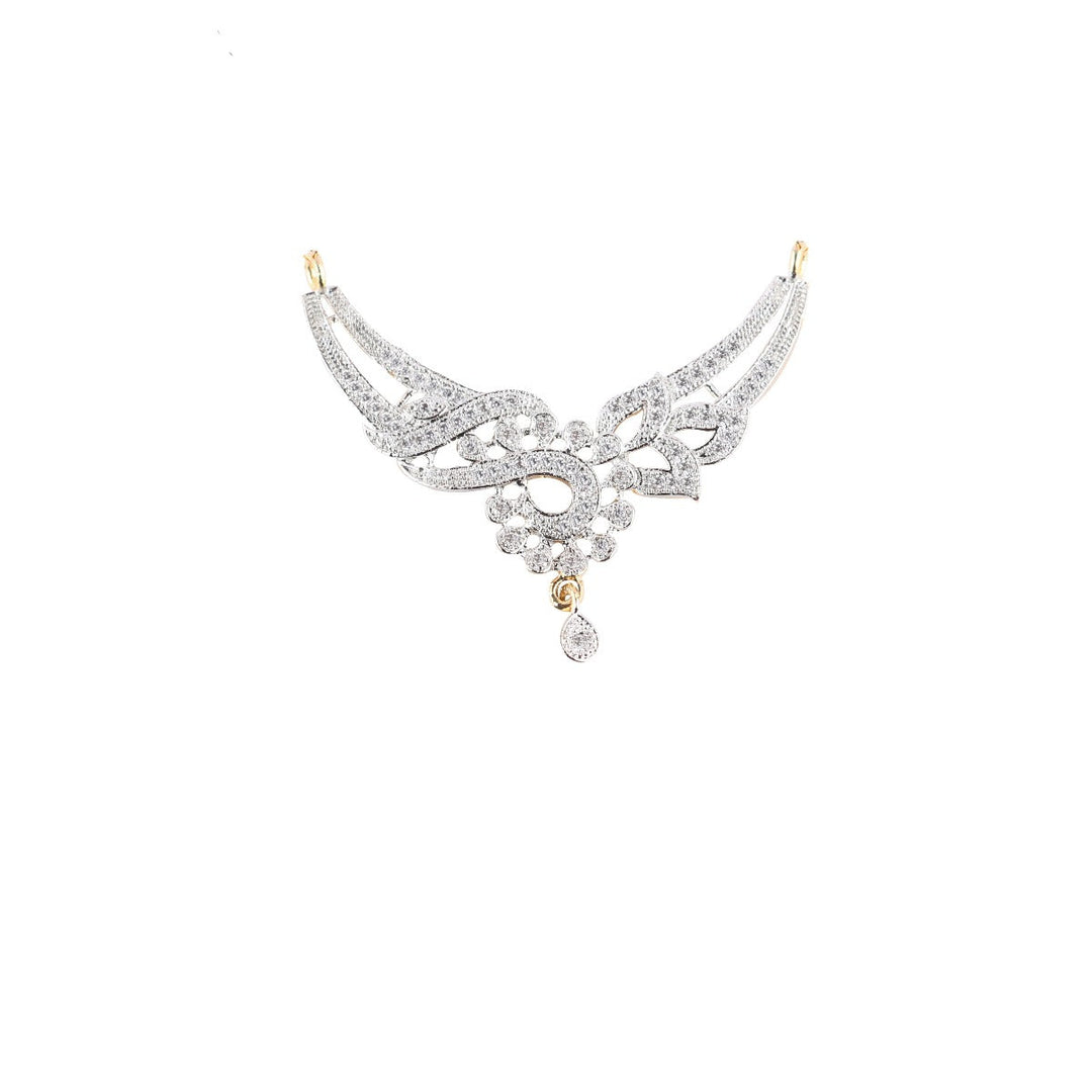 Abhinn Latest Floral Design AD Mangalsutra With Earrings For Women