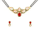 Load image into Gallery viewer, Abhinn Designer White-Red Kundan Mangalsutra With Earrings For Women
