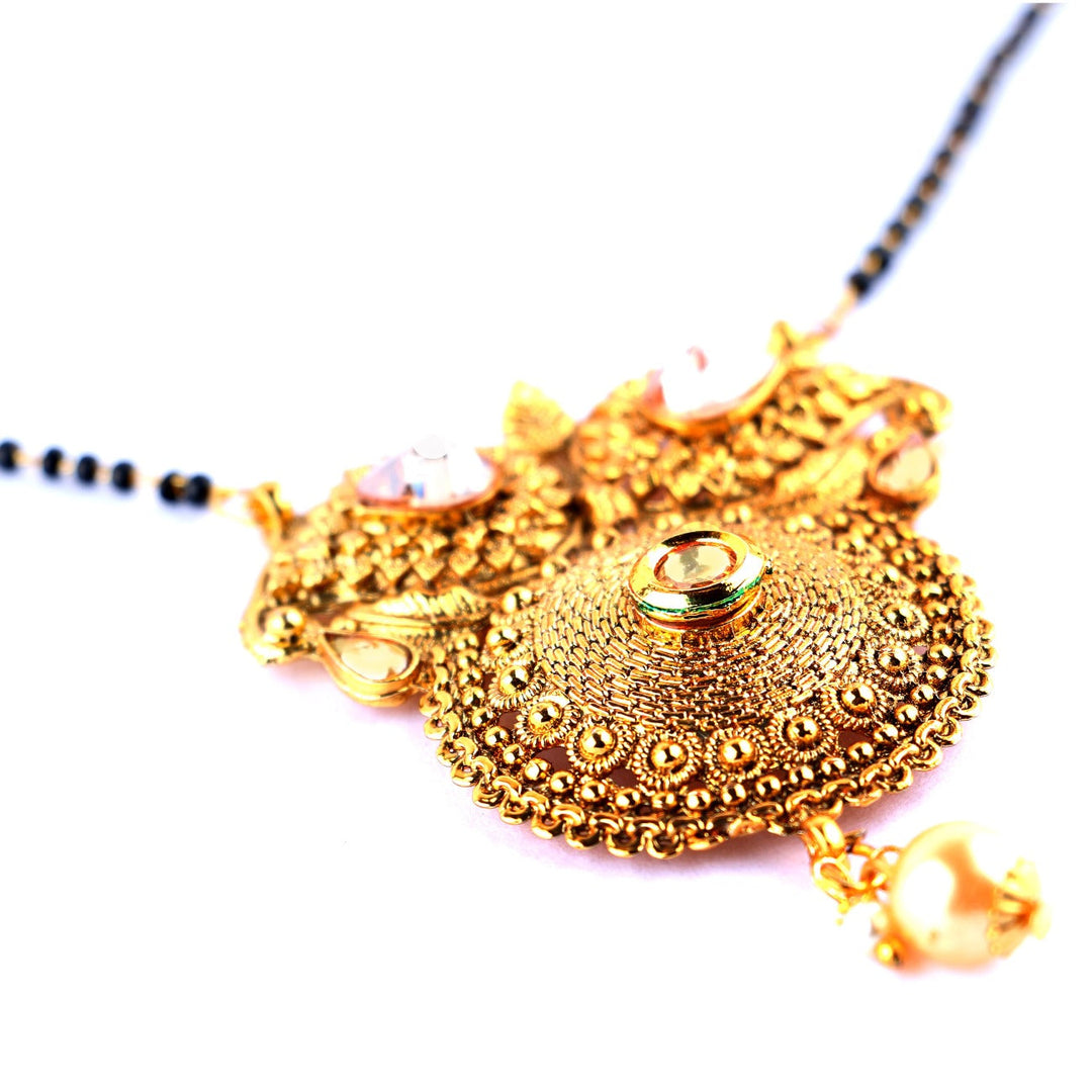 Abhinn Beautiful Designer Gold Plated With CZ Stones Mangal Sutra With Earrings For Women