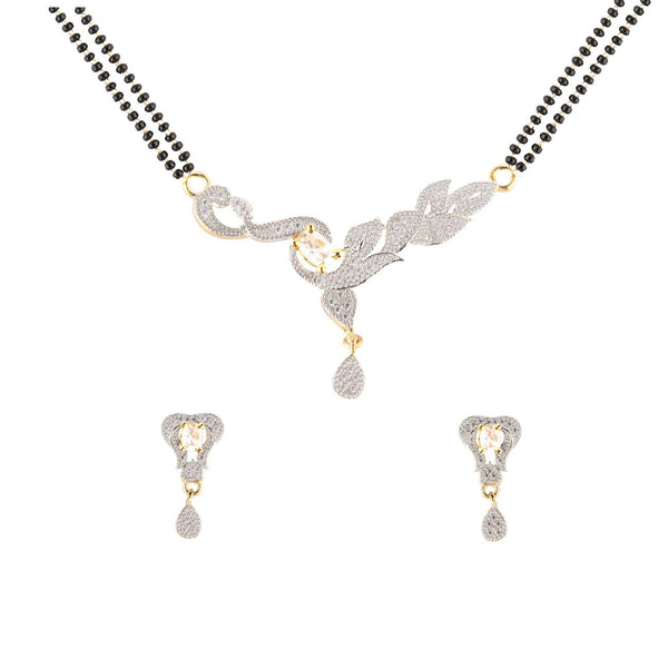 Abhinn Beautiful Latest Peacock Design AD Mangalsutra With Earrings For Women