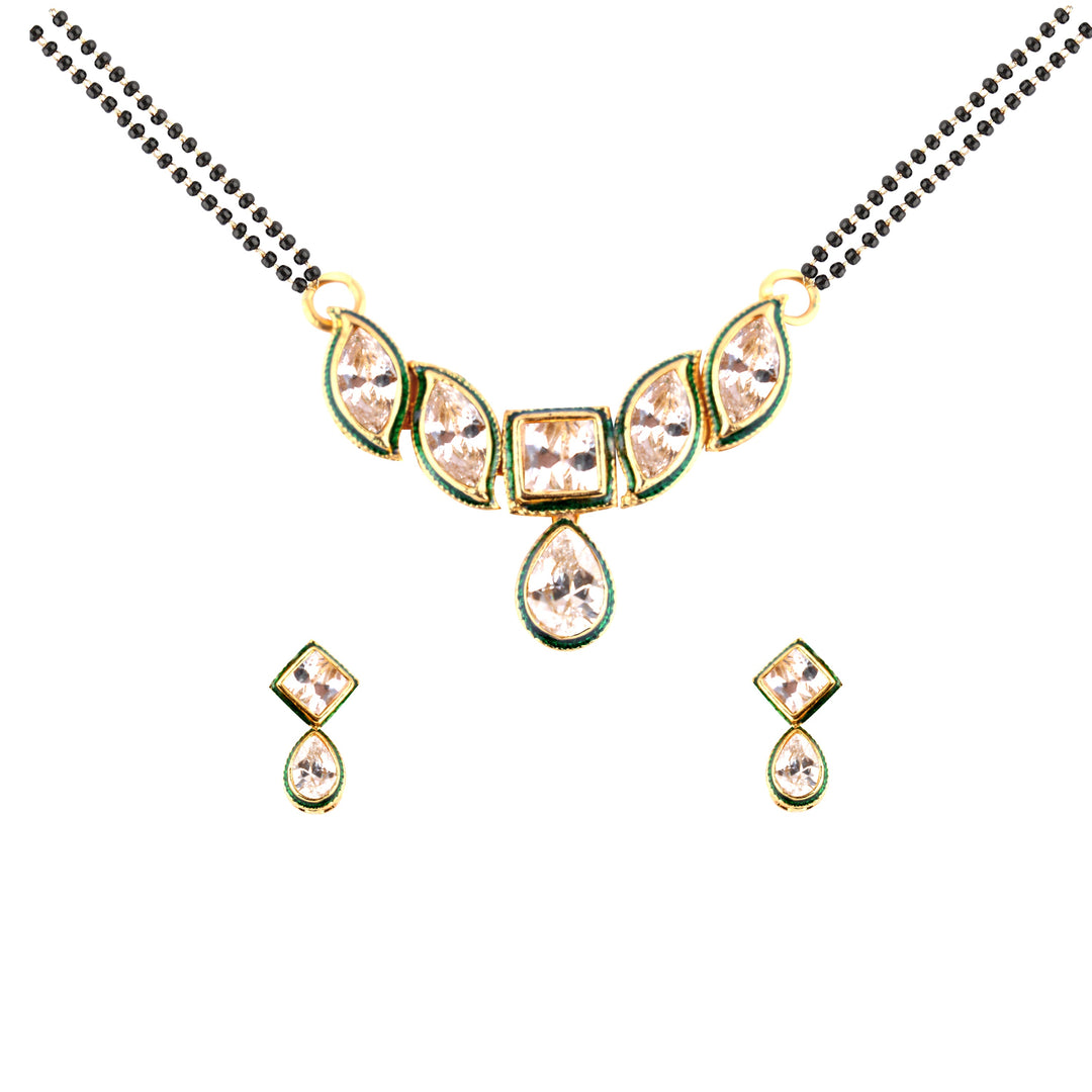 Abhinn Royal Gold Plated Kundan Mangalsutra With Earrings For Women