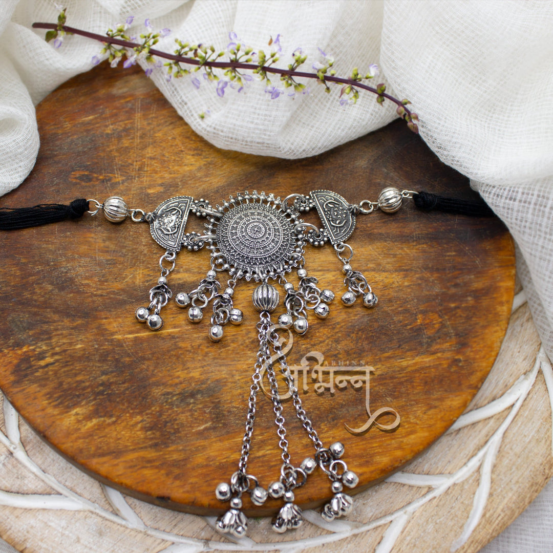 Abhinn trendy  Silver Oxidised Choker With Ghungroo.