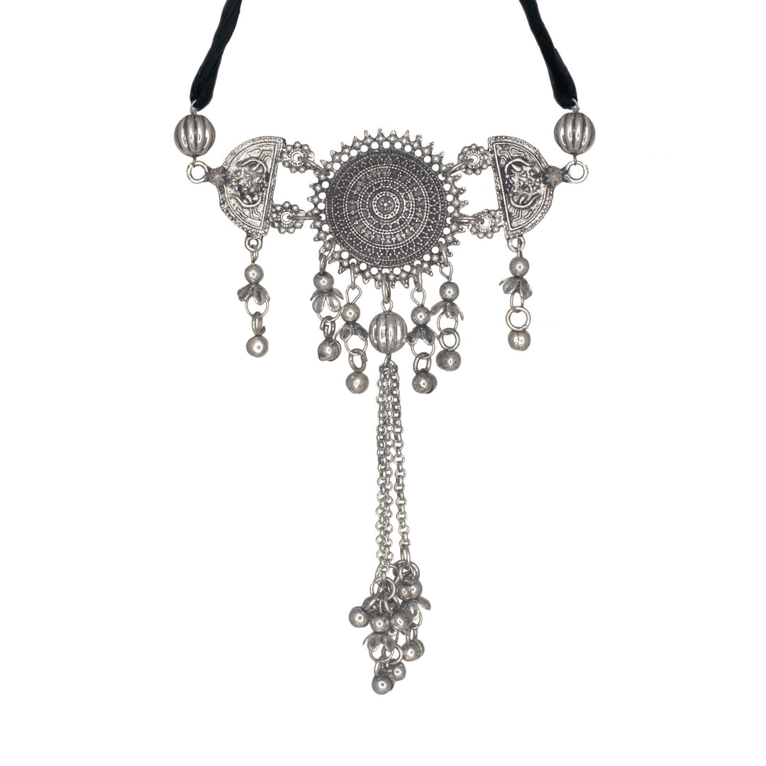 Abhinn Silver Oxidised Choker With Ghungroo for Women Online in India