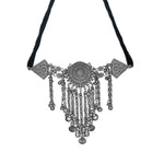 Load image into Gallery viewer, Abhinn Silver Oxidised Temple Design Choker With Silver Hanging Beads For Women
