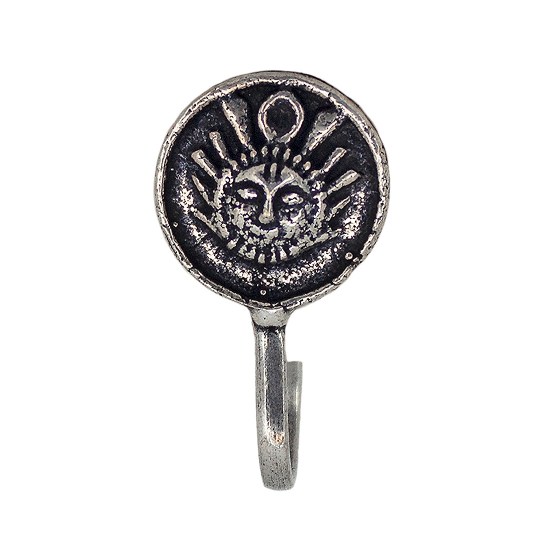 Abhinn Oxidised Silver Durga Temple Design Non-Pierced Nose Pin For Women