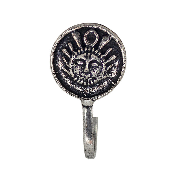 Abhinn Oxidised Silver Durga Temple Design Non-Pierced Nose Pin For Women