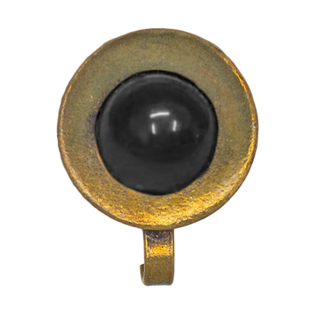 Abhinn Golden Oxidised Black Stone Non-Pierced Nose Pin For Women
