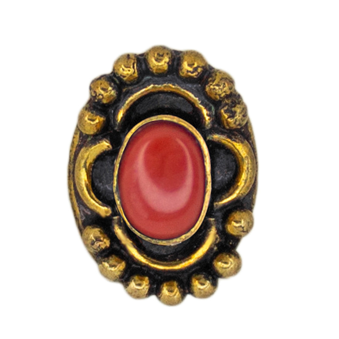 Abhinn Oxidised Gold Red Non-Pierced Nose Pin For Women