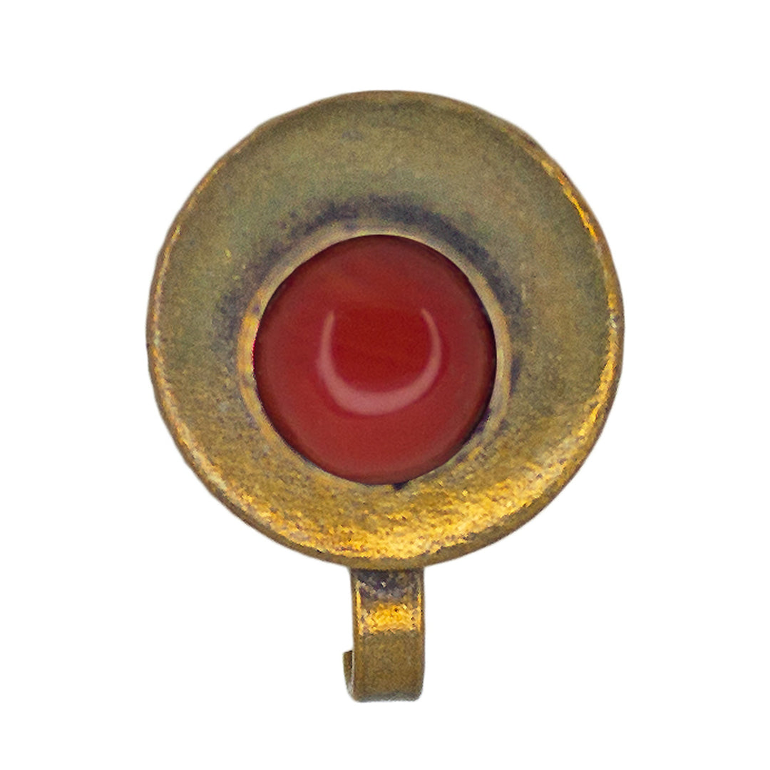 Abhinn Unique Golden Oxidised Round Red Pearl Non-Pierced Nose Pin For Women