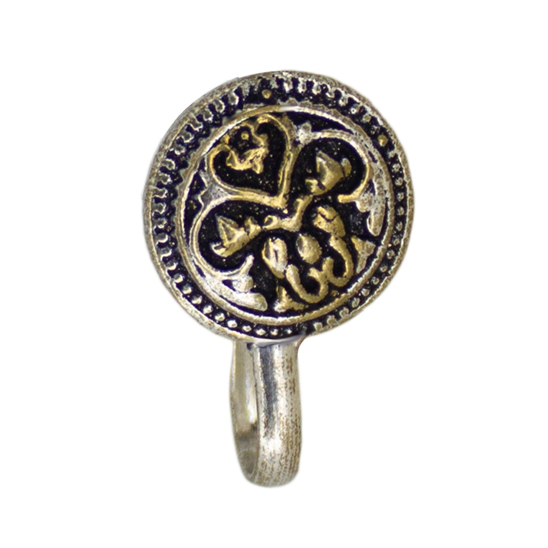 Abhinn Dual Tone Oxidised Floral Design Non-Pierced Nose Pin For Women