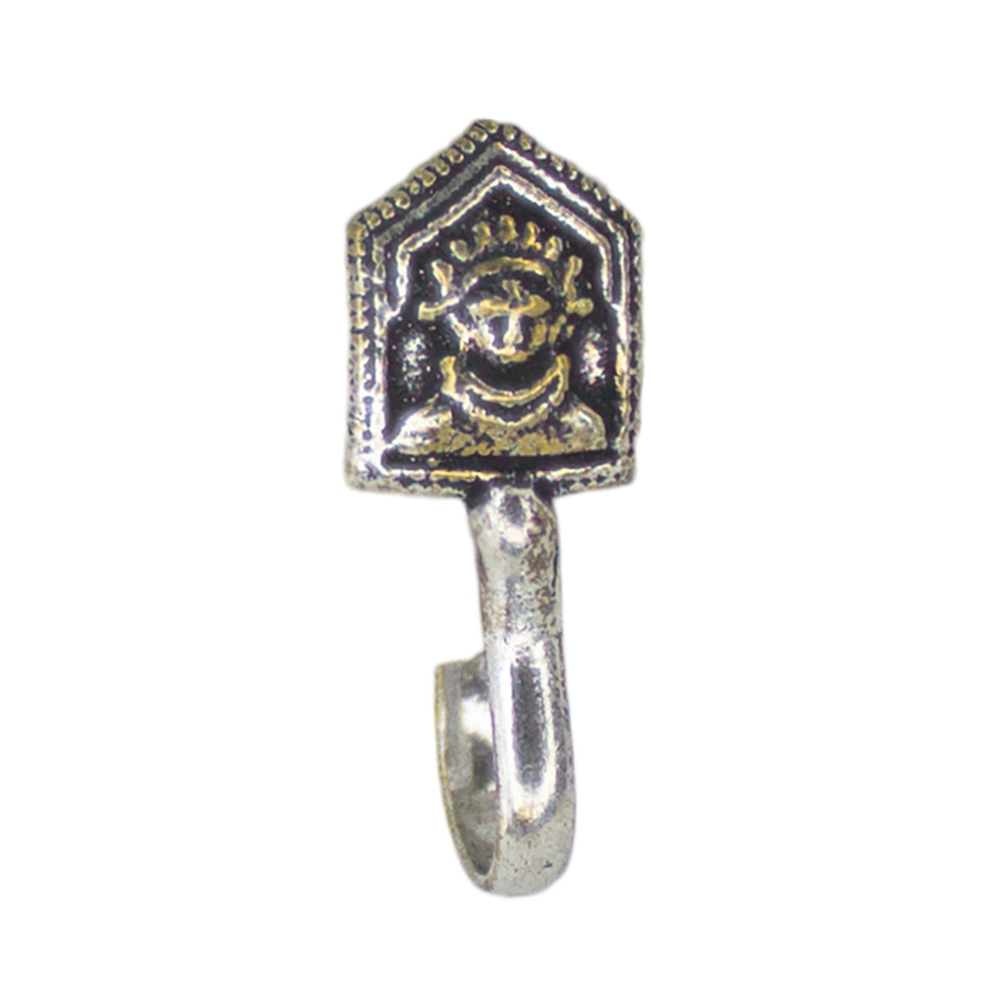 Abhinn Trendy Dual Tones Oxidised Temple Design Non-Pierced Nose Pin For Women