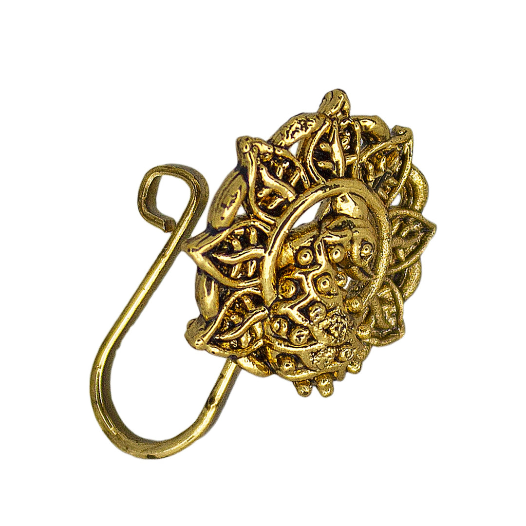Abhinn Traditional Gold-Plated Peacock Design Non-Pierced Nose Pin For Women