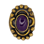Load image into Gallery viewer, Abhinn Trendy Golden Oxidised Purple Stone Floral Design Pierced Nose Pin For Women

