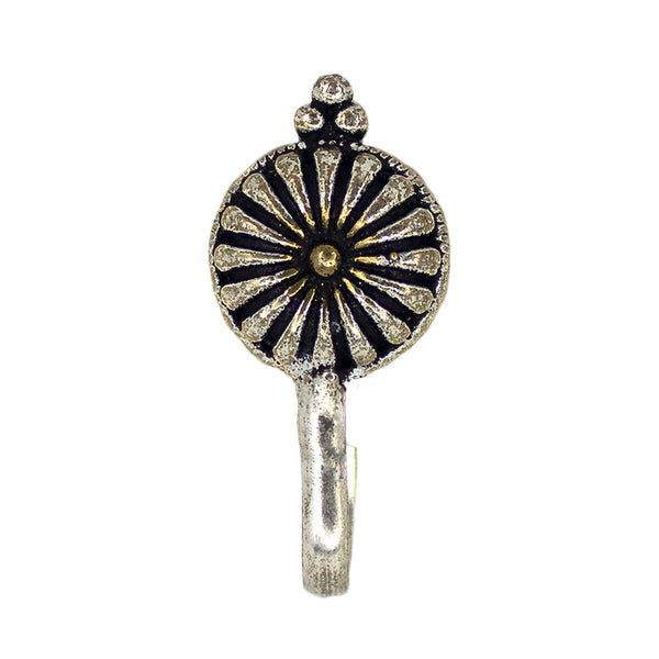 Abhinn Oxidised Dual Tone Floral Design Non-Pierced Nose Pin For Women