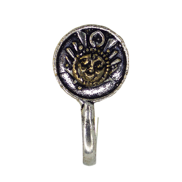 Abhinn Unique Oxidised Dual Tone Durga Temple Design Non-Pierced Nose Pin For Women