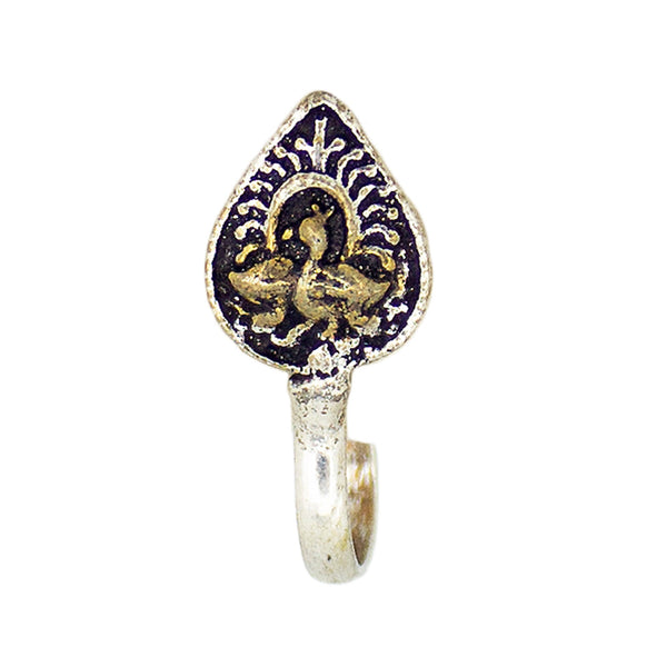 Abhinn Stylish Oxidised Dual Tone Peacock Design Non-Pierced Nose Pin For Women
